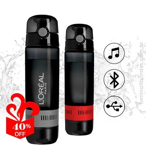 AcquaSound! Garrafa Esportiva com Speaker Bluetooth