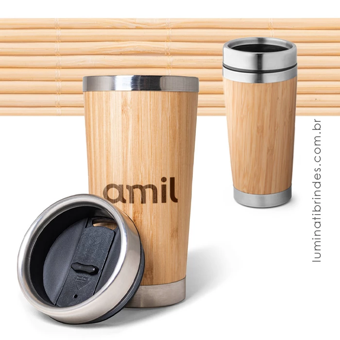 Copo Térmico Bamboo Inox 500ml