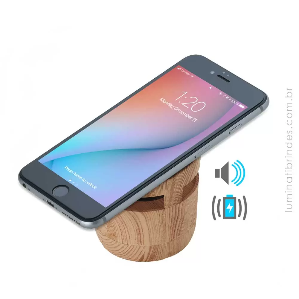 Carregador de Celular + Speaker Personalizado com Bluetooth 