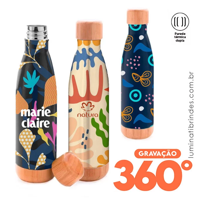 Garrafa Bamboo Bottle Cap 360