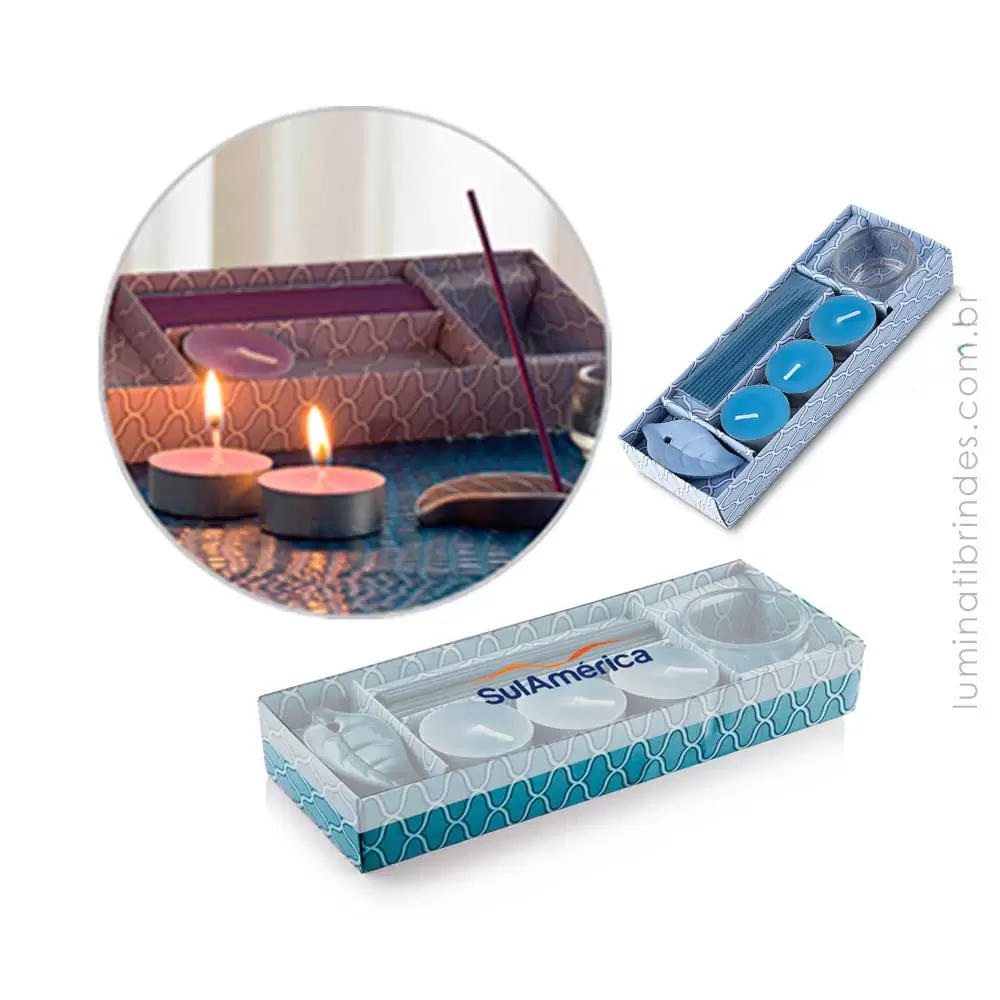 Kit com velas e incensos para relaxar