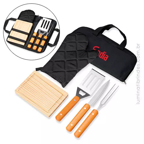 Kit Churrasco Barbecue Bamboo