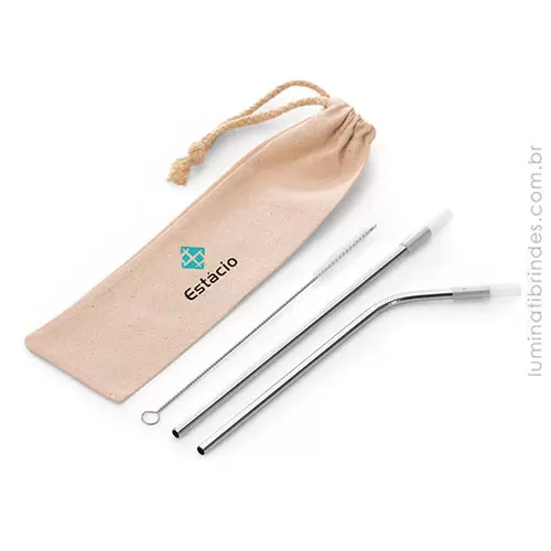 Kit Canudos Straws Inox Gourmet